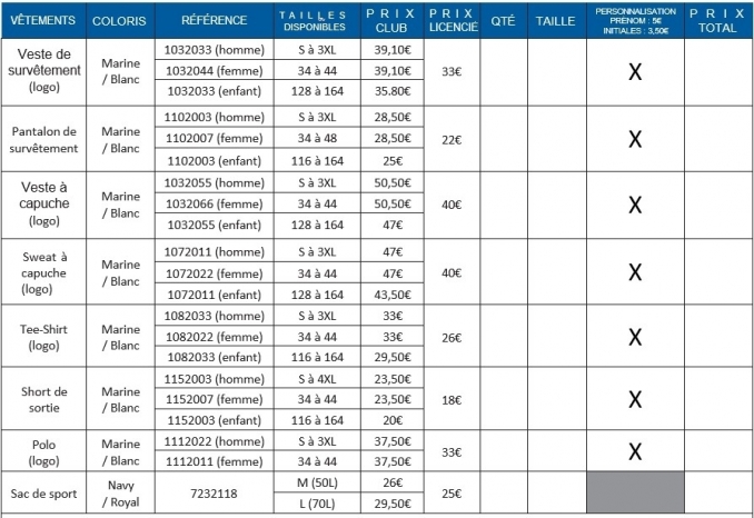 tarifs 2024/25 - Club Omnisport Sarralbe